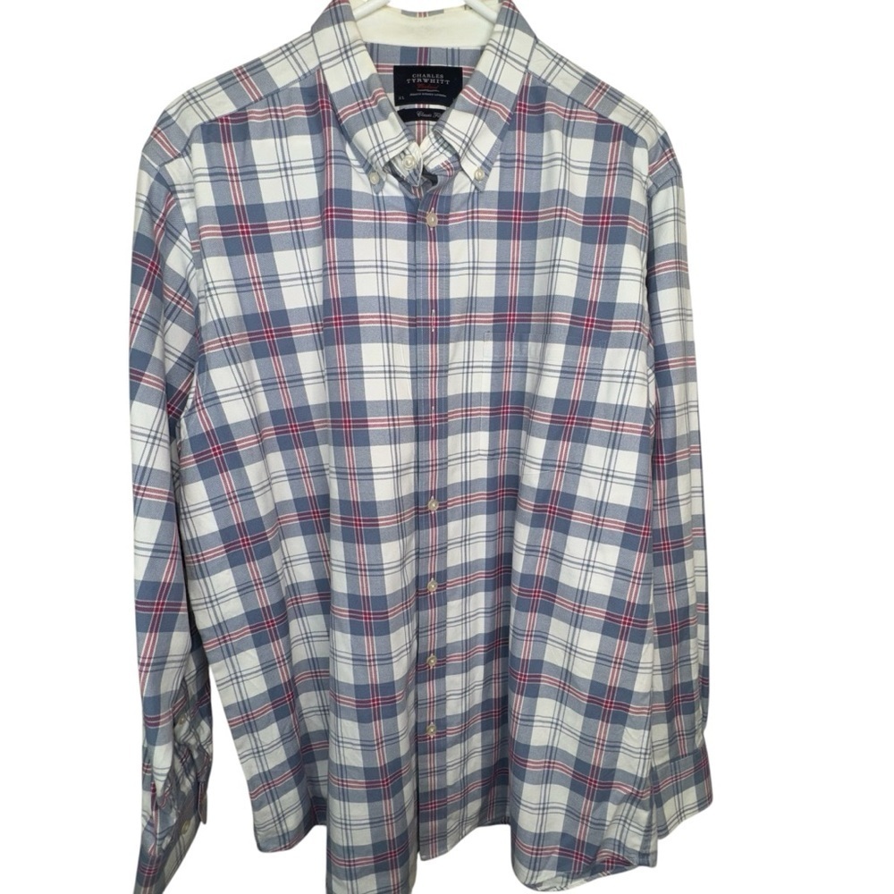 Charles Tyrwhitt Men’s Blue Plaid Button Down Shirt Classic Fit Sz XL